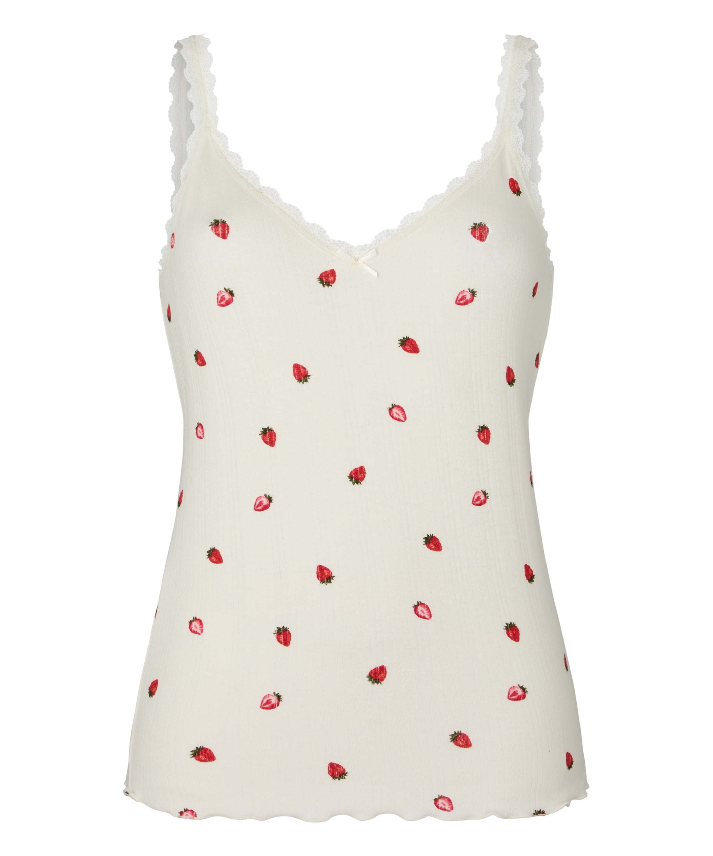 Singlet Piżamowy Pointelle, Biały, main