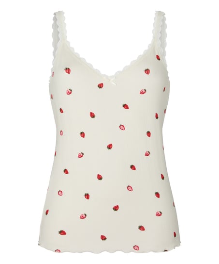 Singlet Piżamowy Pointelle, Biały