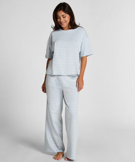 Zestaw Piżamowy Cotton Jersey Długi, Niebieski
