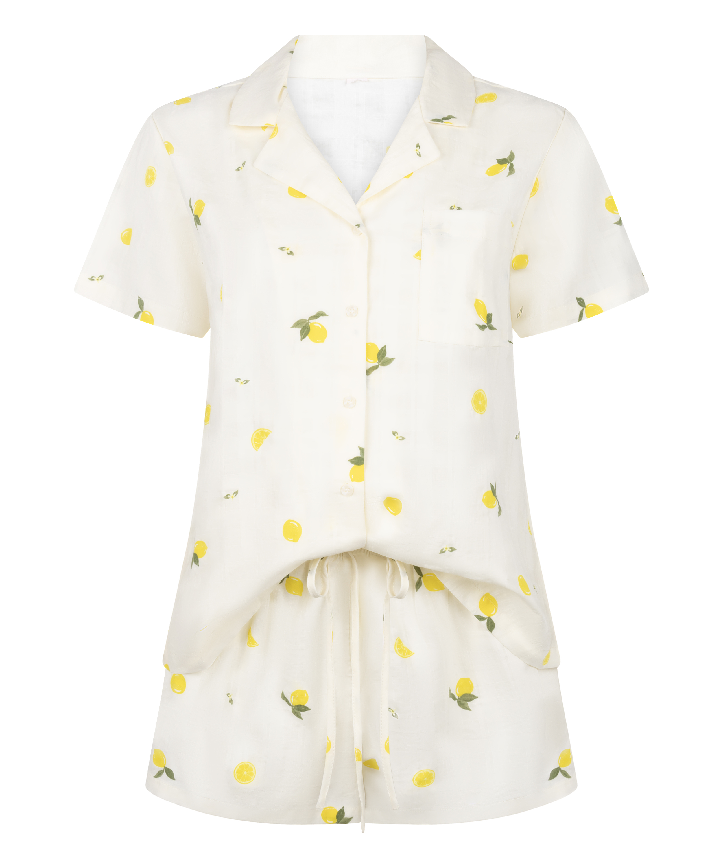 Komplet Piżamy Cytrynowy, Biały, main