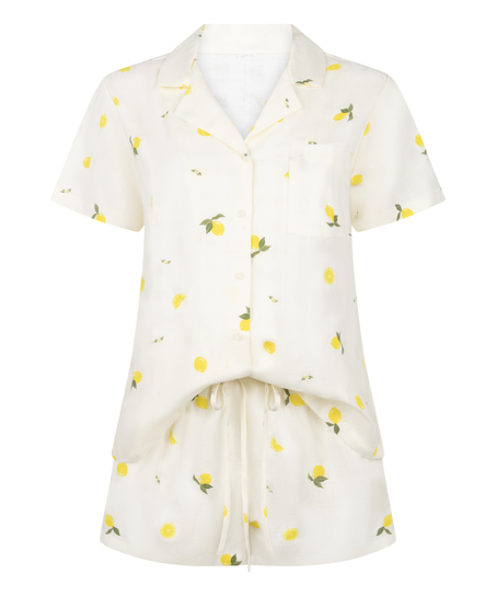 Komplet Piżamy Cytrynowy, Biały