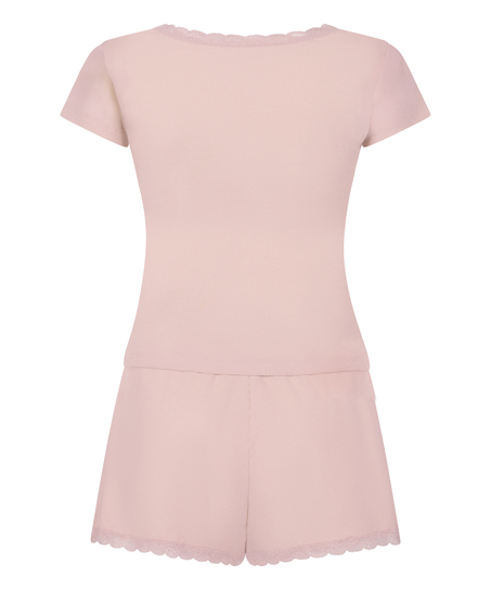 Zestaw piżamowy Rib Lace, R&oacute;żowy