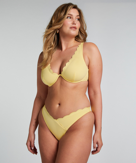 Majtki Bikini Wysoko Krojona Scallop, Ż&oacute;łty