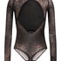 Body Tara Leopard z długim rękawem, Czarny