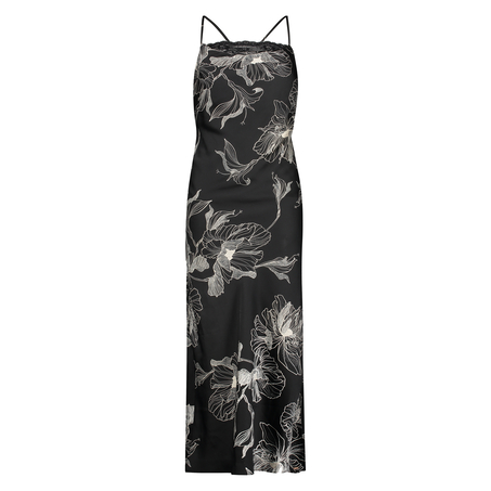 Lotus Satin Slip Dress, Czarny