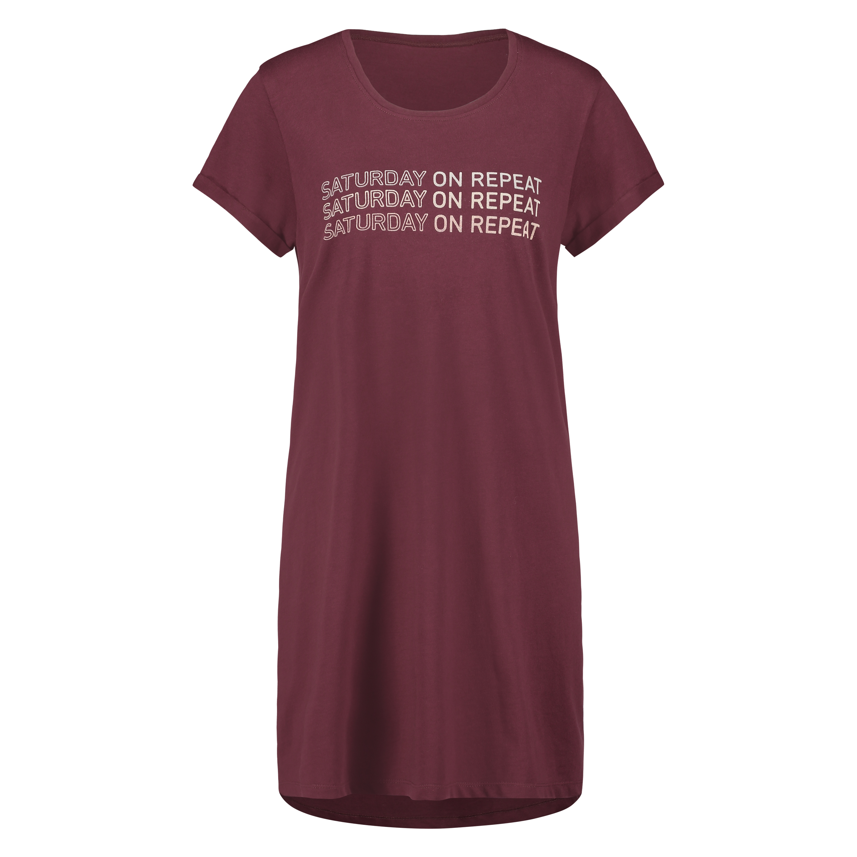 Koszula nocna z okrągłym dekoltem, Czerwony, main