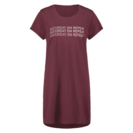 Koszula nocna z okrągłym dekoltem, Czerwony