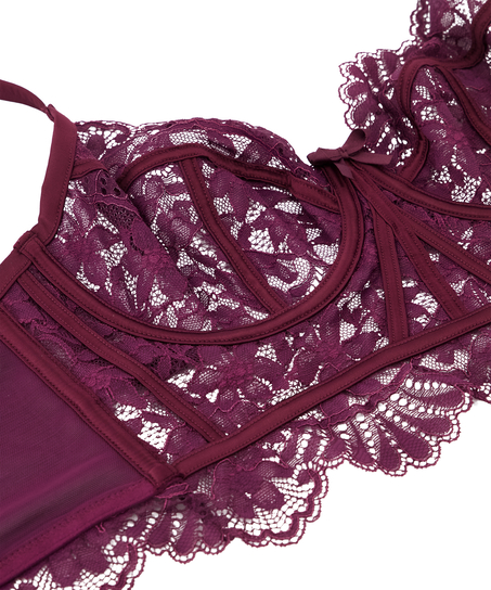 Nieusztywniany biustonosz z fiszbinami Longline Jamie, Fioletowy