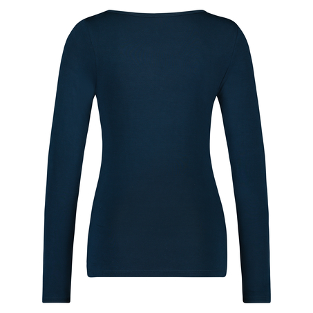 Top V-neck long sleeves, Niebieski
