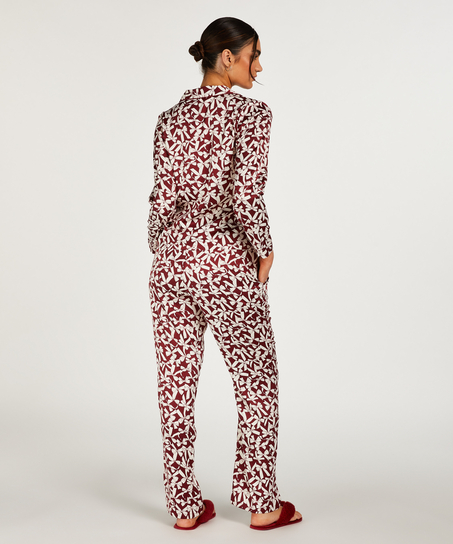 Kurtka z satyny z długimi rękawami, Czerwony