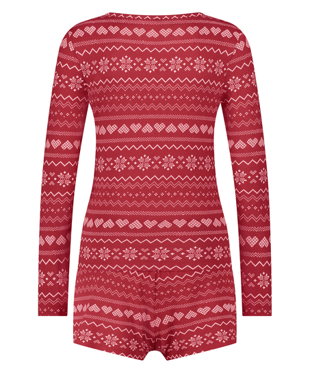 Koronkowa piżama z długim rękawem, Czerwony