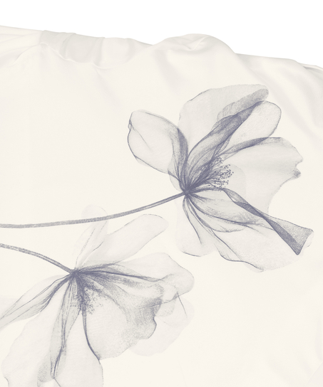 Długie satynowe kimono w kwiaty, Biały