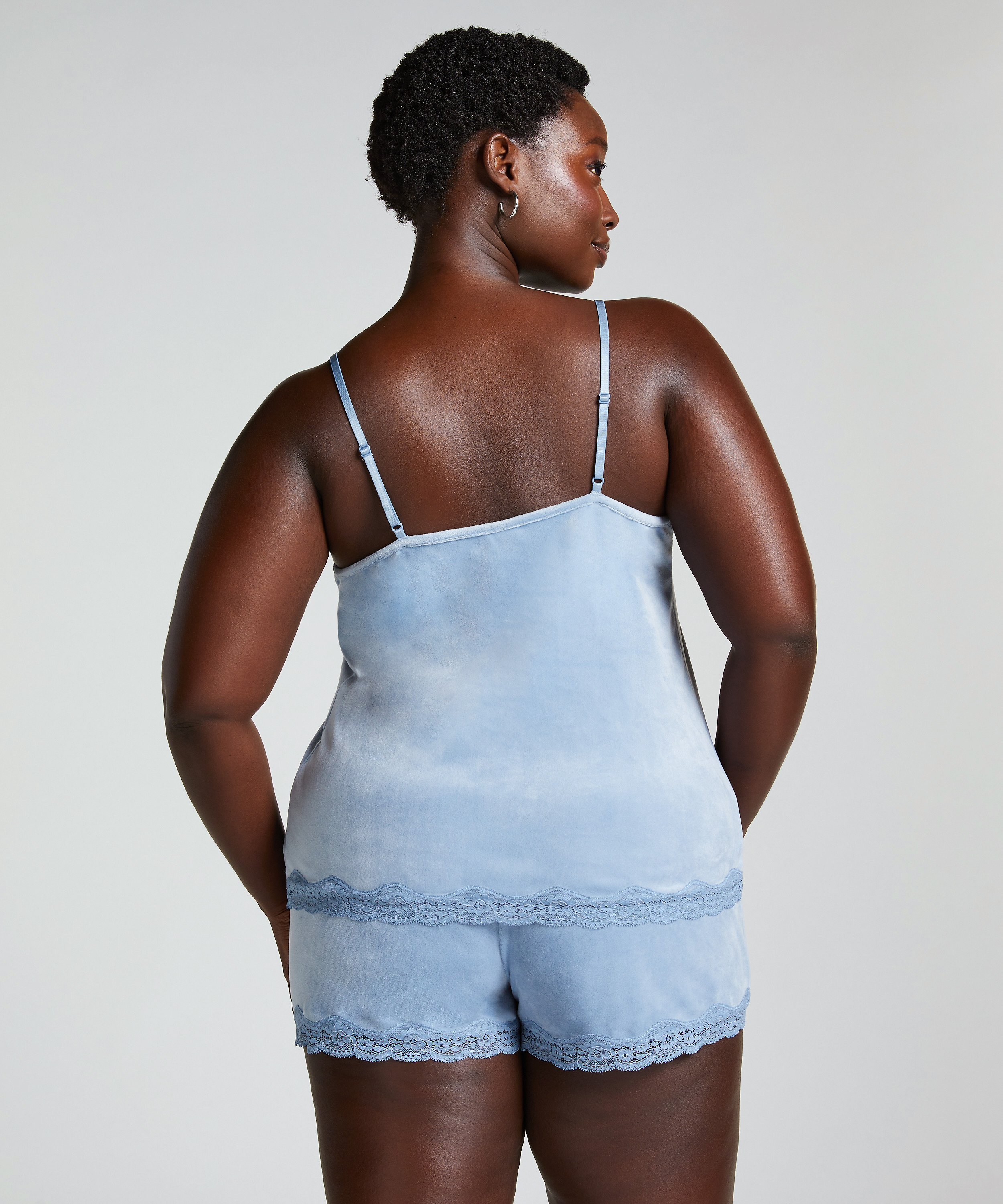 Szorty z aksamitnej koronki, Niebieski, main