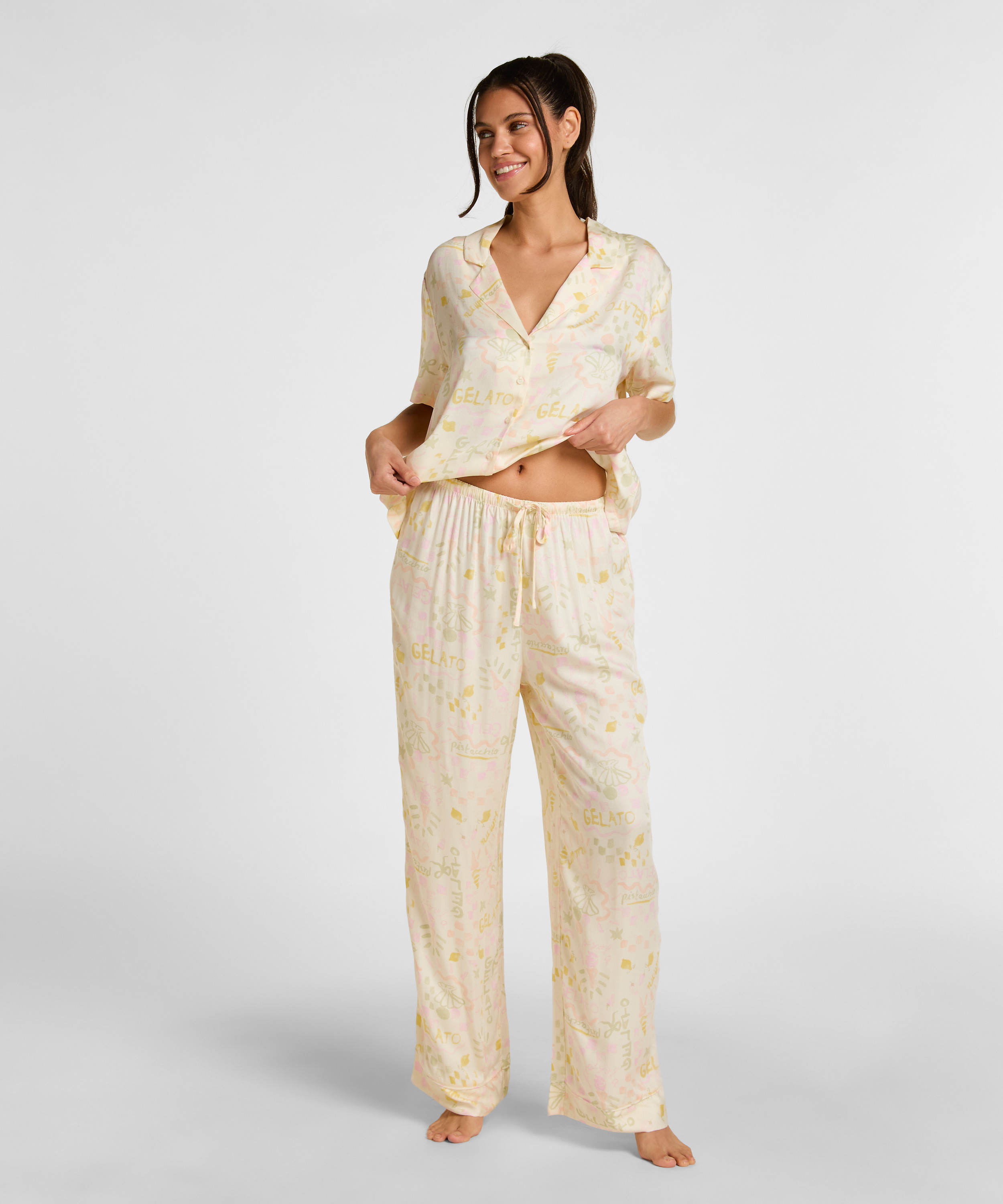 Spodnie z satyny, Biały, main