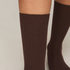 Cashmere Blend Ribbed Socks, Brązowy