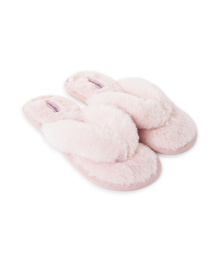 Kapcie ze sztucznego futra, R&oacute;żowy