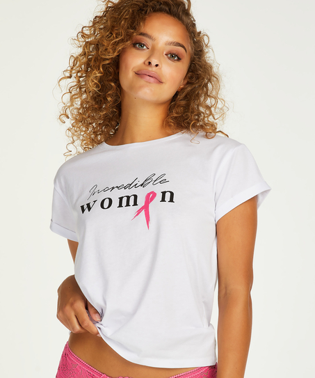 Top z kr&oacute;tkim rękawem Pink Ribbon, Biały