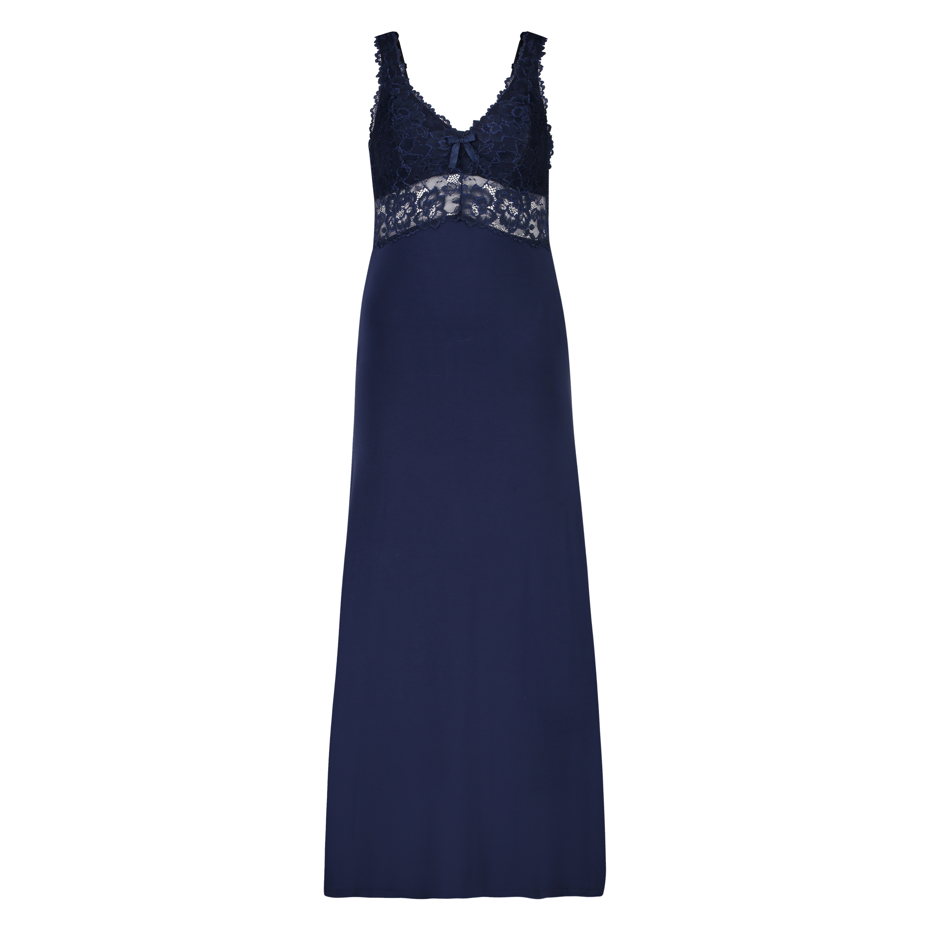 Long slip dress Modal lace, Niebieski, main