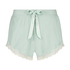 Prążkowane szorty z koronką, Zielony