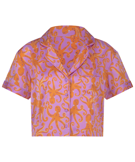 Satynowa narzutka Peppers z kr&oacute;tkim rękawem, Fioletowy