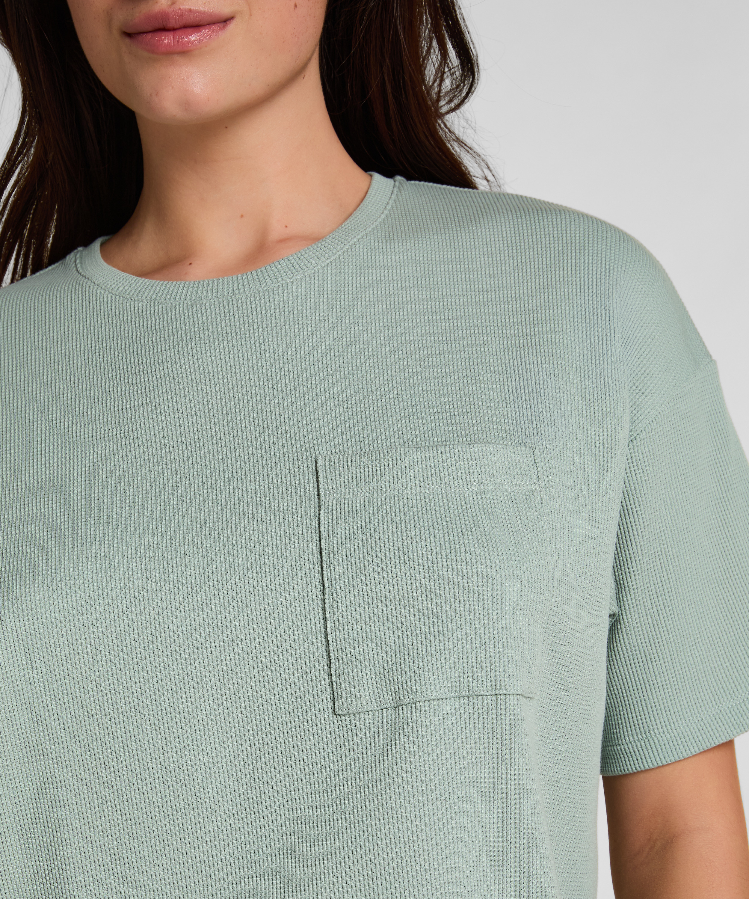 Pyjama Top Waffle, Zielony, main