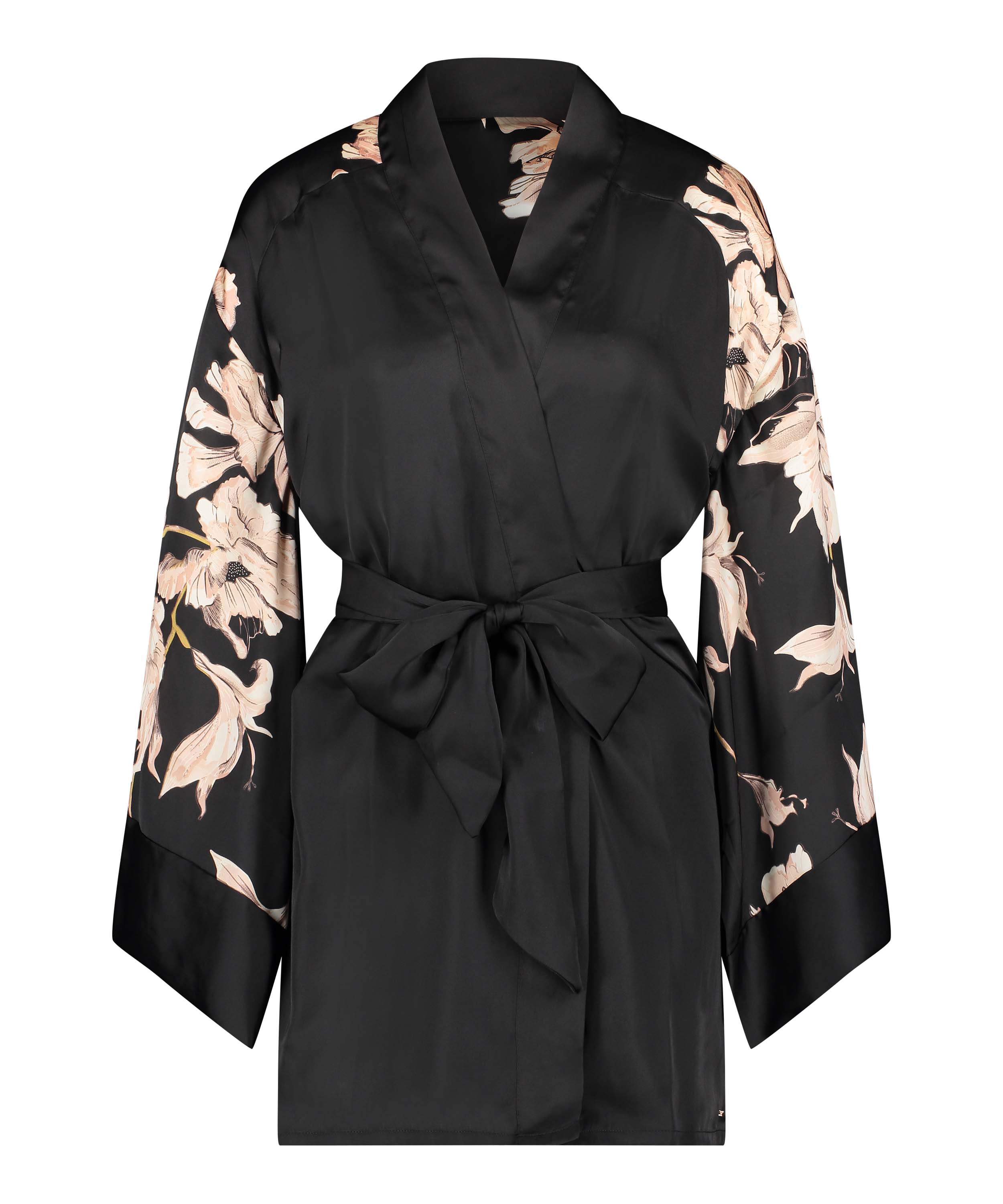 Kimono satynowe Bloom, Czarny, main