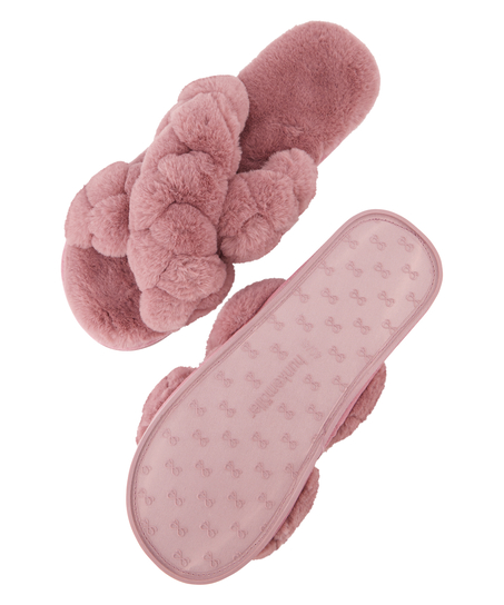 Fake Fur Sliders, Różowy