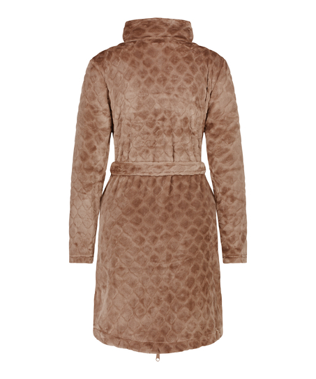 Szlafrok z polaru z zamkiem błyskawicznym, Brązowy