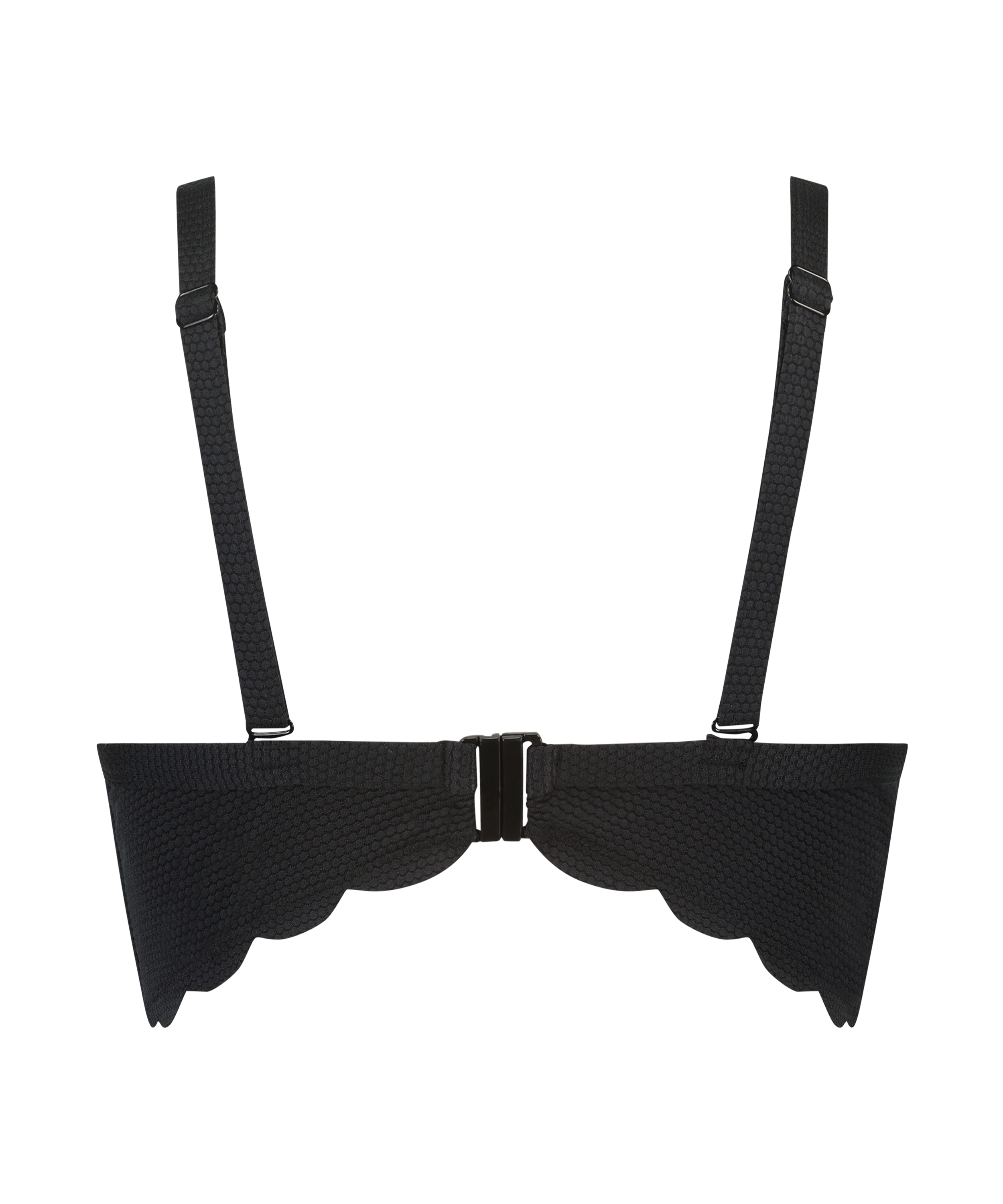 Scallop biustonosz bikini z wkładkami i fiszbinami, Czarny, main