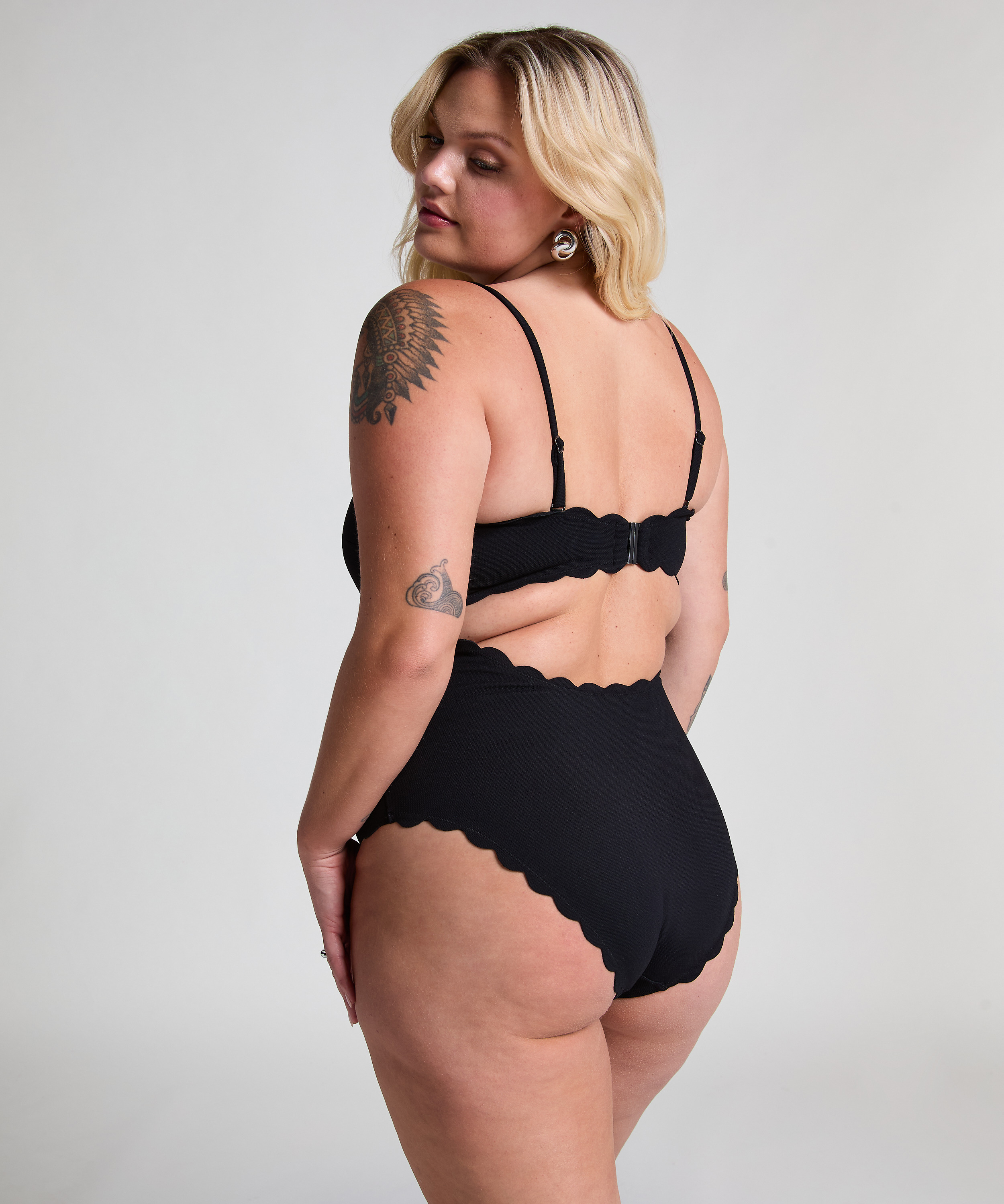 Kostium kąpielowy Bandeau Scallop, Czarny, main
