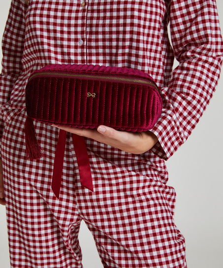 Velvet Make-Up Bag, Czerwony