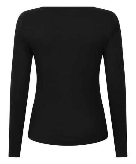 Bluza piżamowa Henley z długim rękawem, Czarny