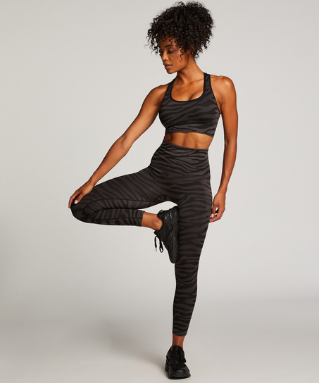 Legginsy sportowe bezszwowe z wysokim stanem Zebra HKMX, Czarny