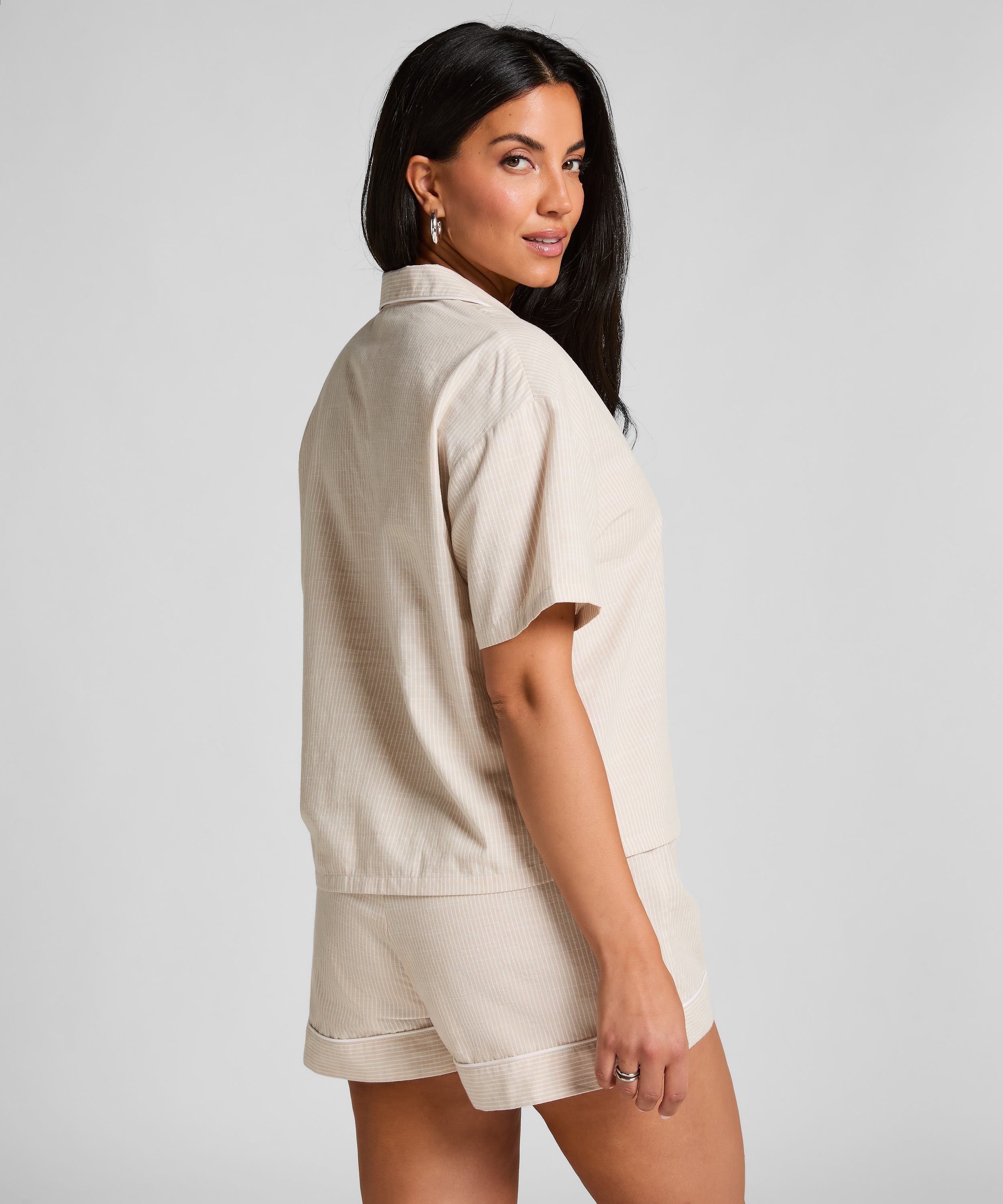 Bluza bawełniana w paski, Beżowy, main