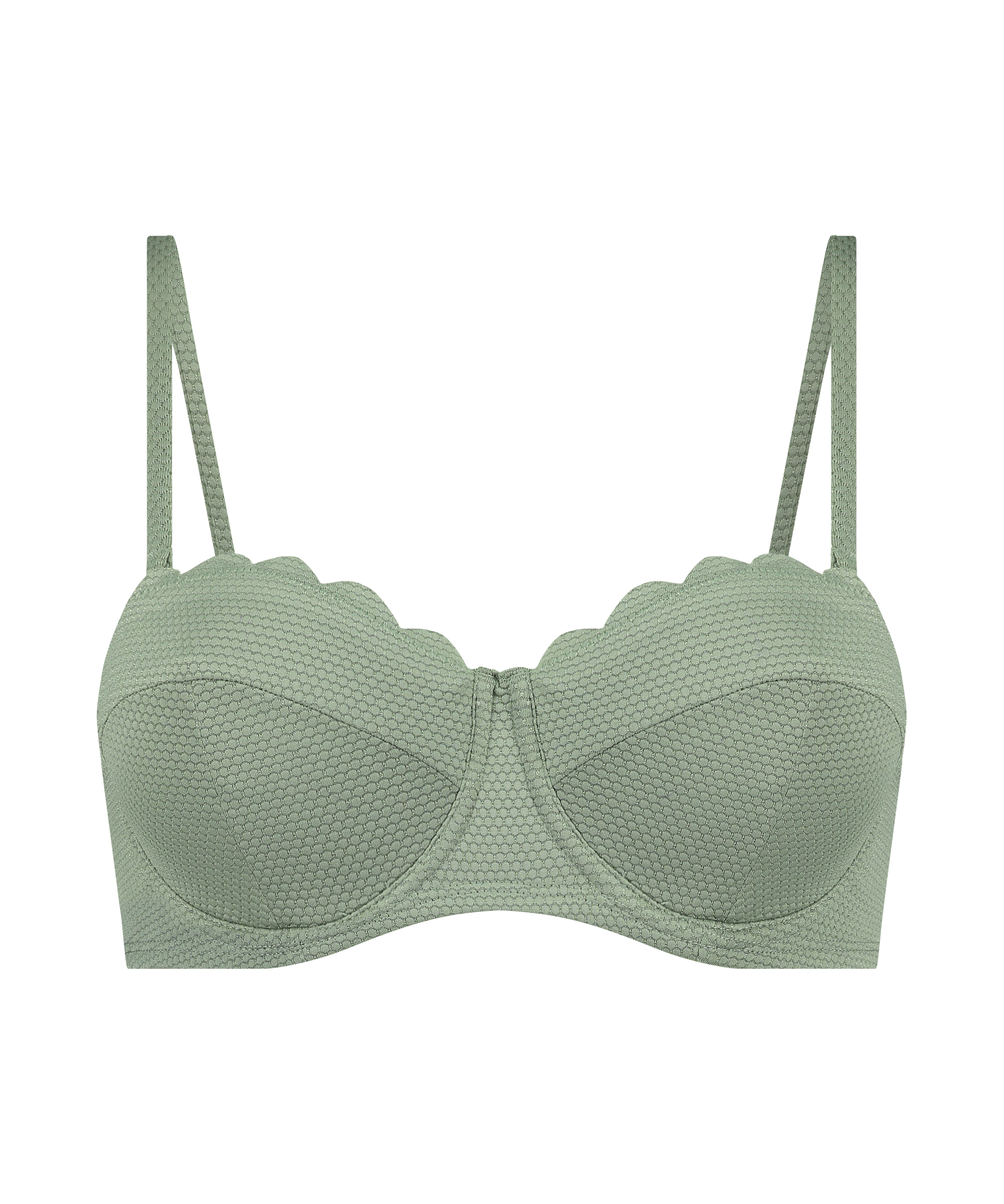 G&oacute;ra od bikini push-up z fiszbinami, z falowanym brzegiem, miseczki A &ndash; E, Zielony, main