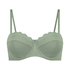 G&oacute;ra od bikini push-up z fiszbinami, z falowanym brzegiem, miseczki A &ndash; E, Zielony