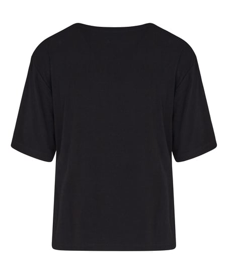 Top Piżamowy Jersey Kr&oacute;tki Rękaw, Czarny