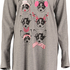 Nightshirt round neck long sleeves, Szary