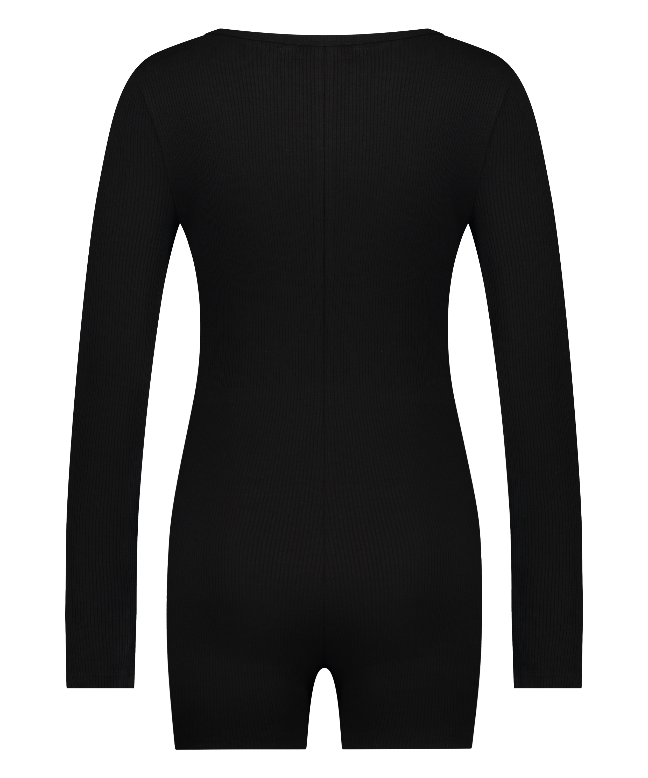 Piżama jednoczęściowa krótka Brushed Rib, Czarny, main