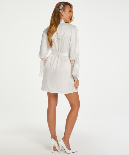 Satynowe kimono dla panny młodej, Biały