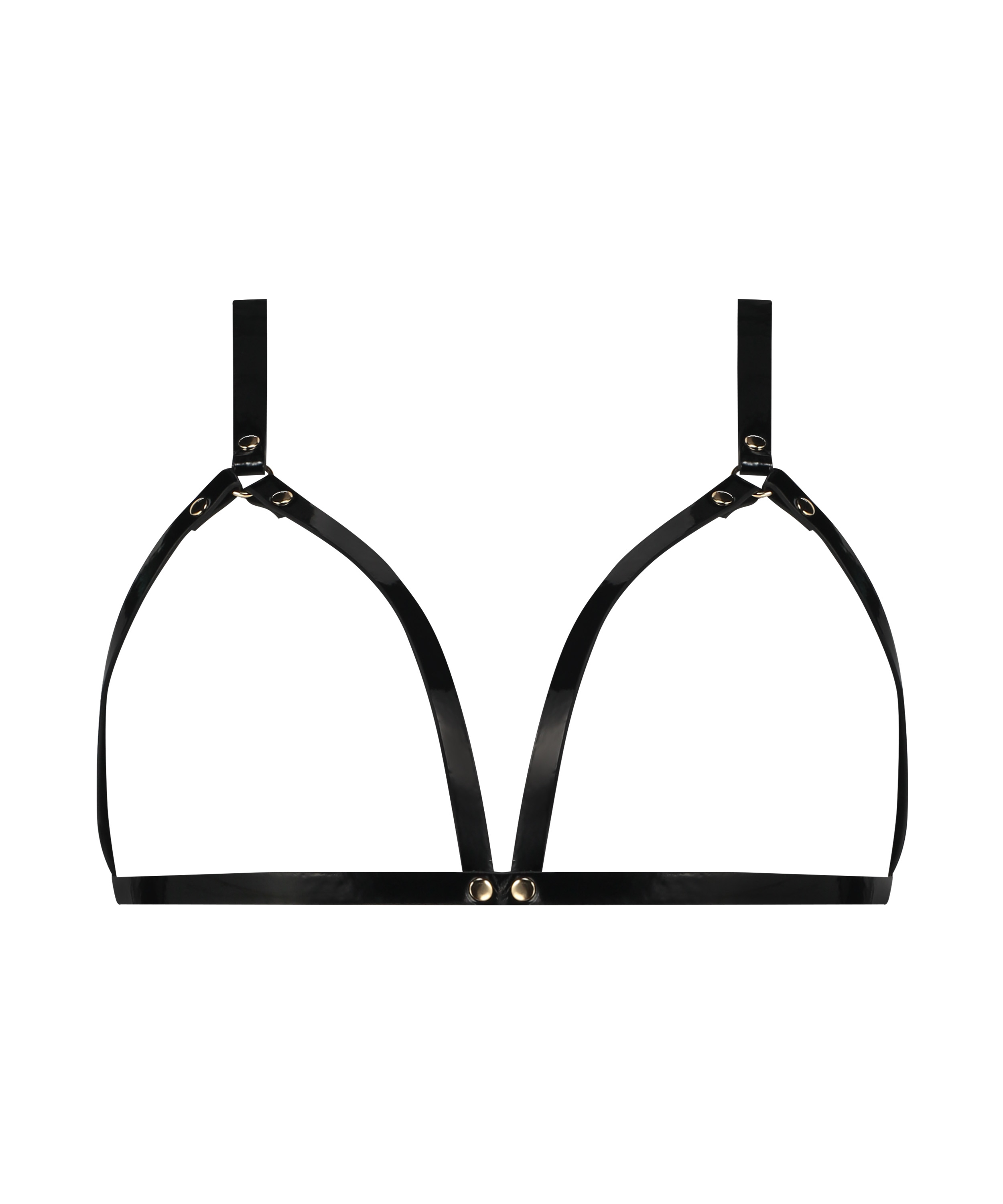 Biustonosz bralette ze sztucznej sk&oacute;ry, Czarny, main