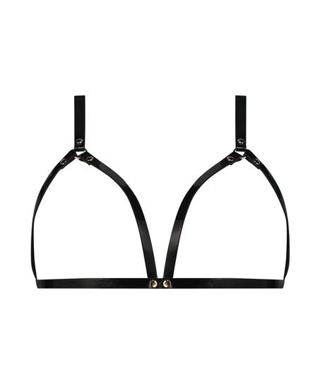 Biustonosz bralette ze sztucznej sk&oacute;ry, Czarny