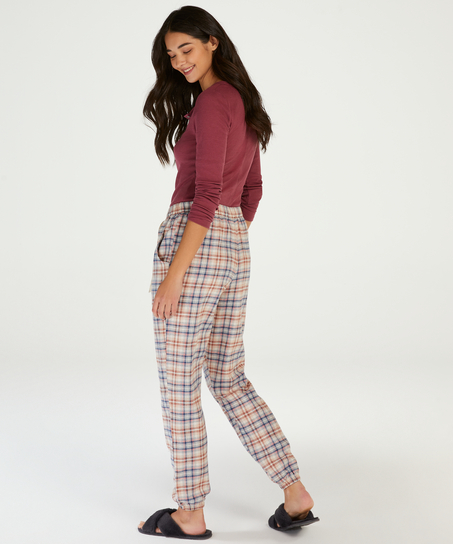 Spodnie od piżamy w kratę, Beżowy