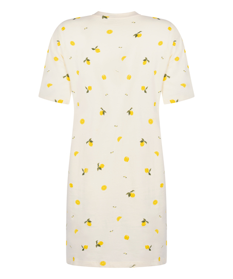 Koszula nocna z okrągłym dekoltem, Biały