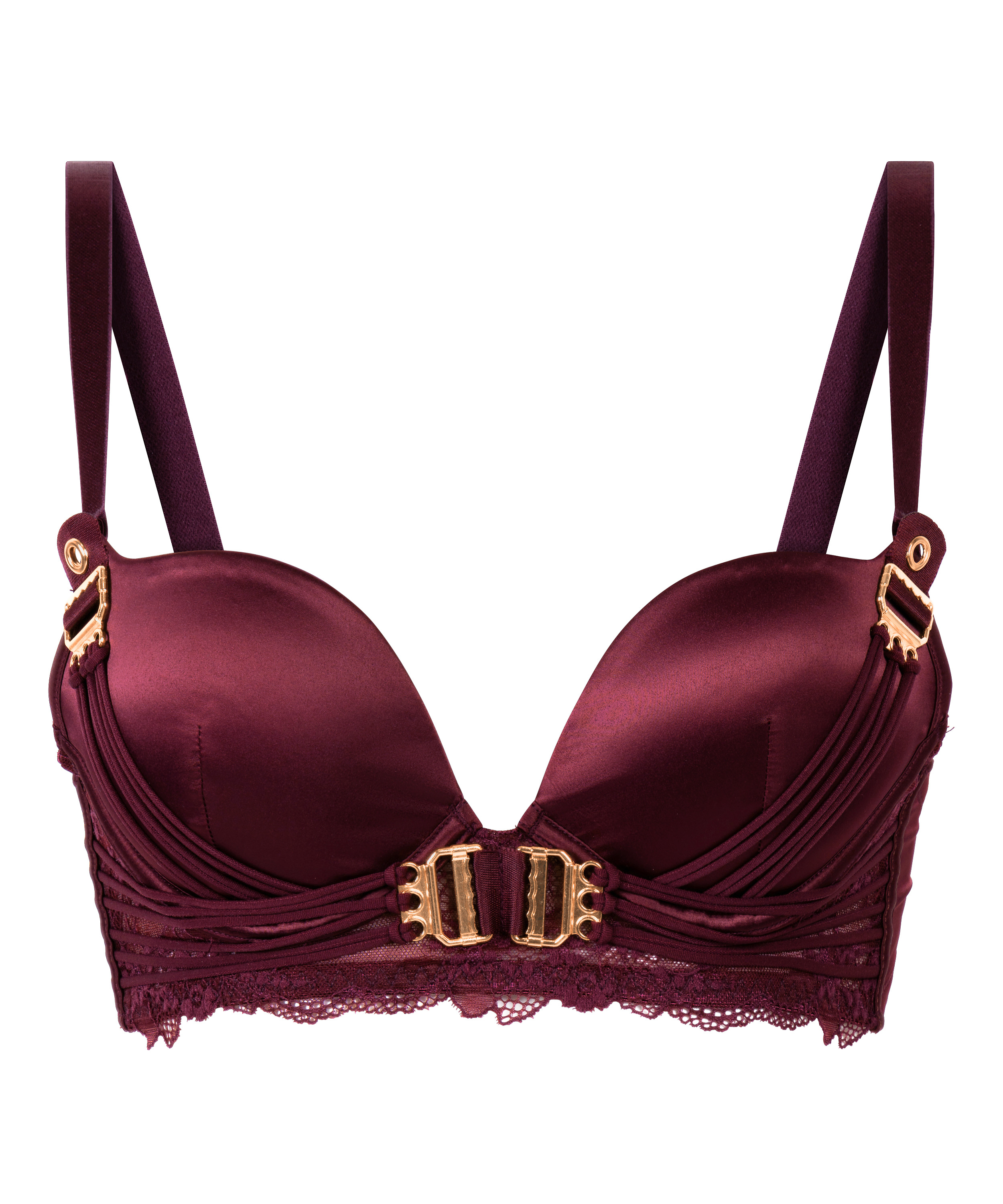 Usztywniany długoszczelny biustonosz push-up z fiszbinami Avela, Czerwony, main