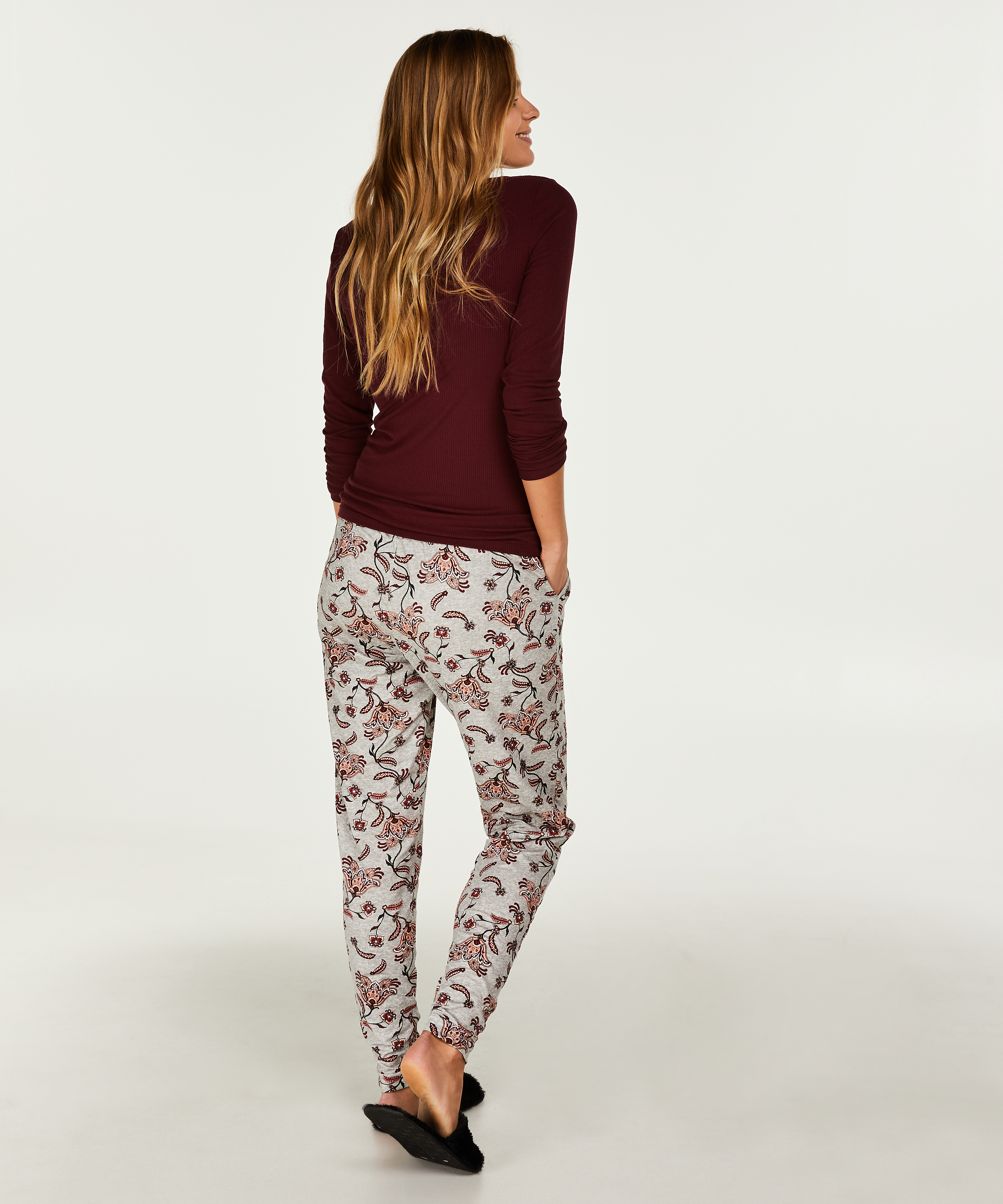 Loose-fitting Pajama Pants, Szary, main