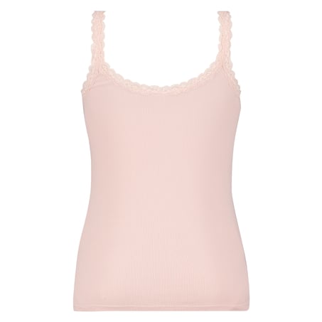 Singlet top cami rib lace, R&oacute;żowy