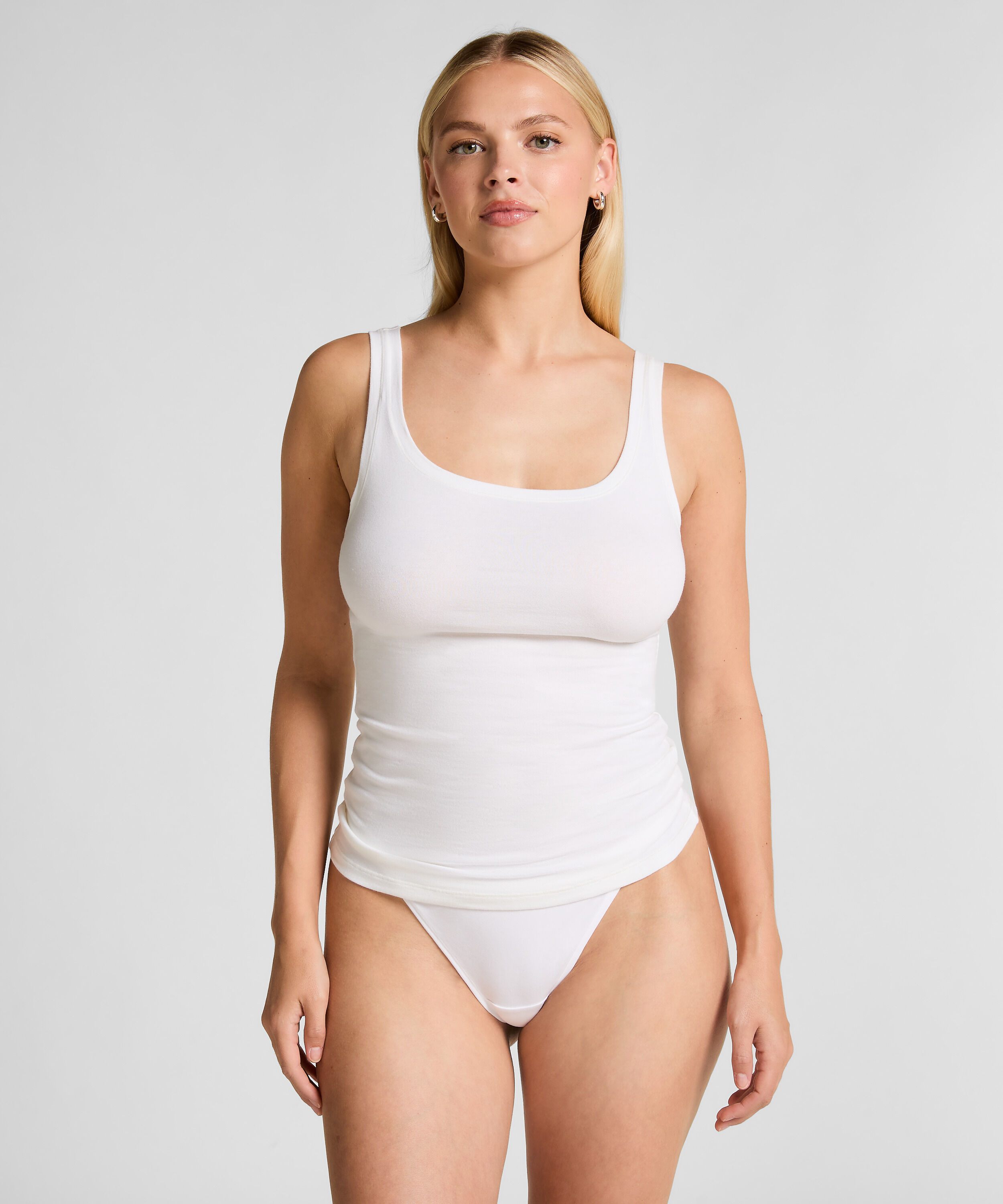 Singlet top z miękkiej bawełny, Biały