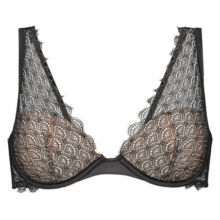 Elvie padded underwired bra, Czarny