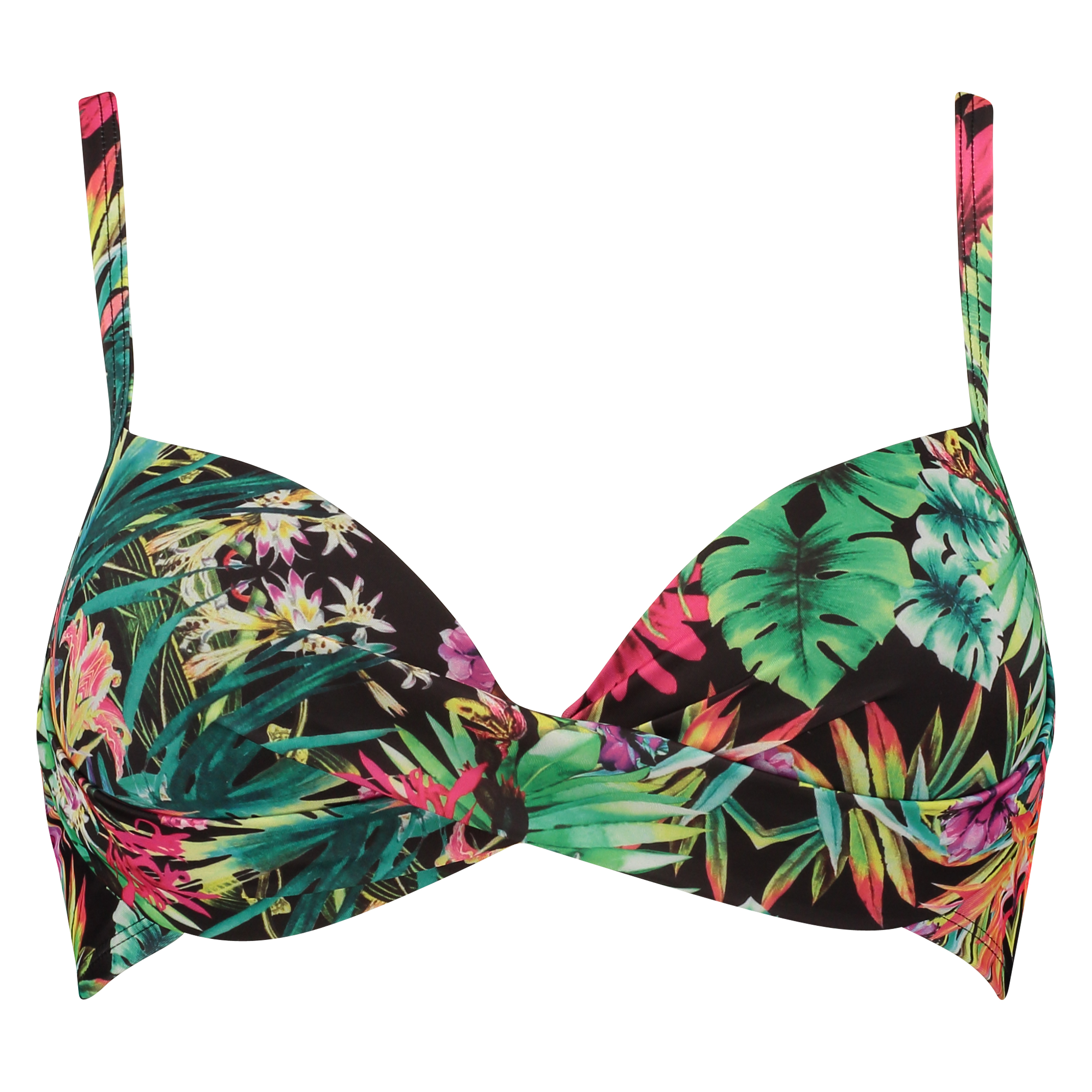 Padded bikini top Jungle fever twist, Czarny, main
